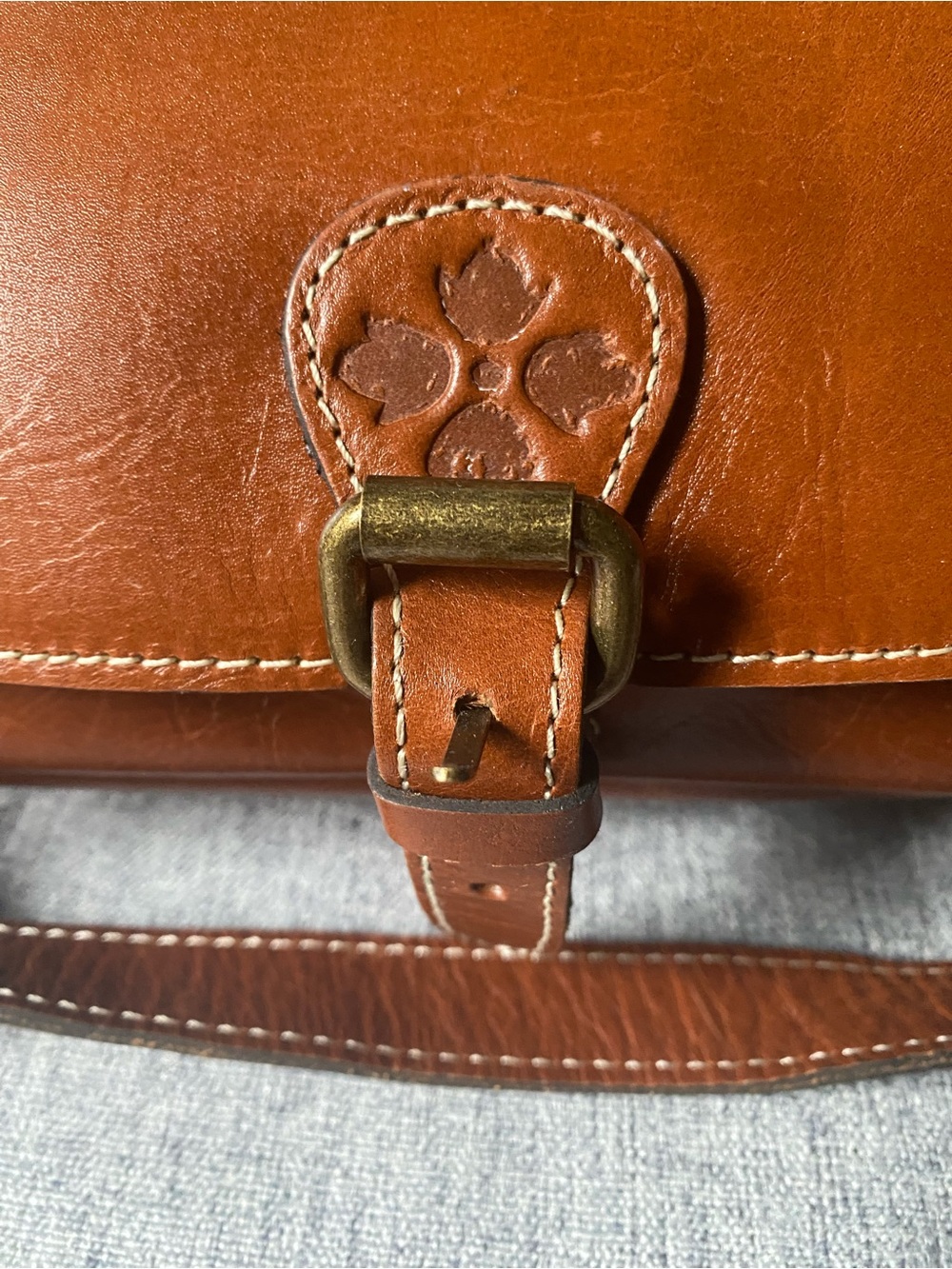 Patricia Nash Tan Luxury Designer Boho London Full-Grain Leather Saddle Bag - Picture 5 of 15